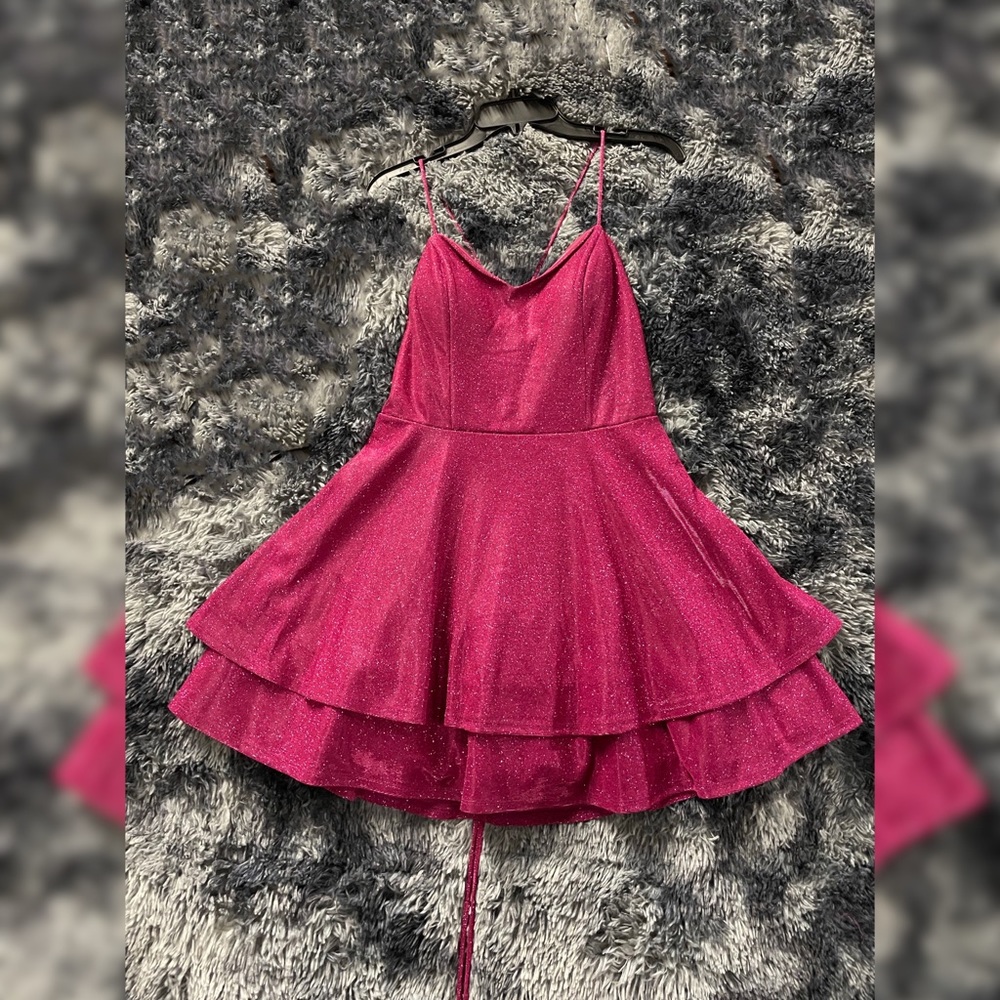 City Studio Magenta Glitter Party Dress